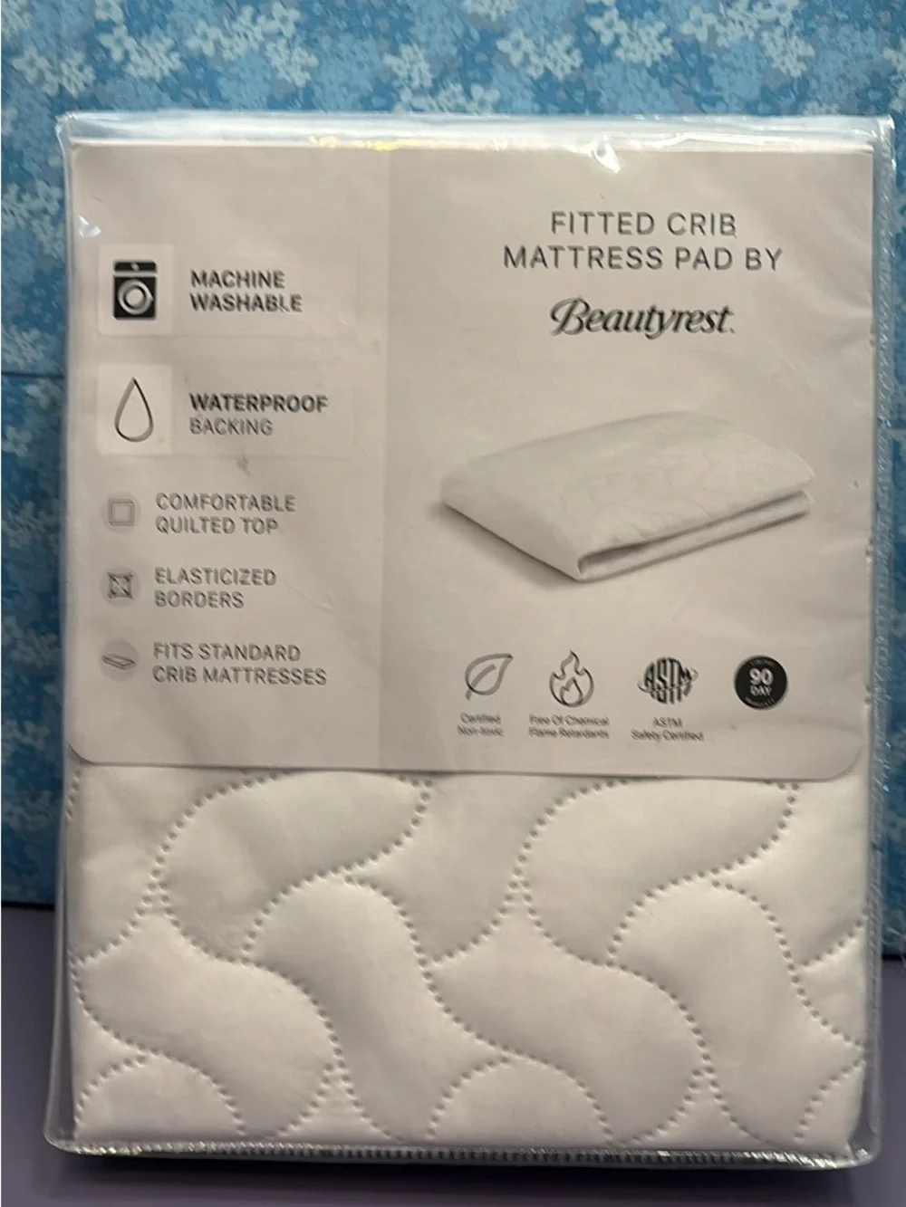 White Fitted Crib Mattress Pad - Waterproof Quilted Top